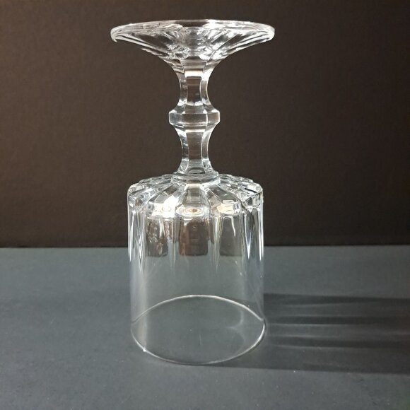 Vintage Clear Glass Water Goblet 6" Tall Paneled Bowl Faceted Stem 3" Wide - Picture 14 of 16